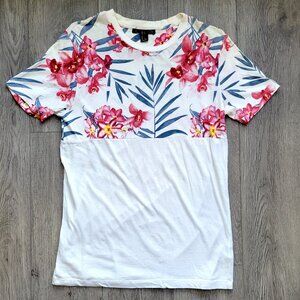 21Men / Forever21 white t-shirt with tropical print, size S
